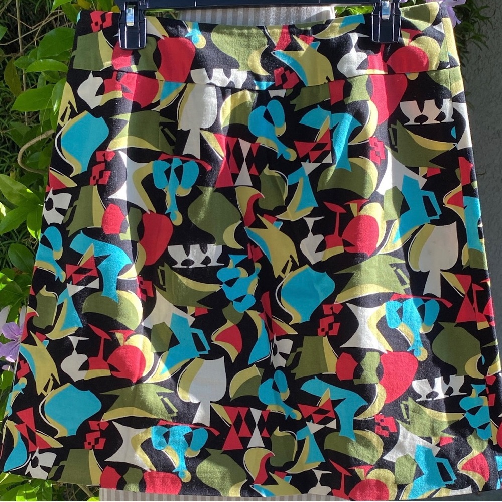 Talbots Women's Skirt Size 12 Mini Flamingo Tropical Summer Beach Cruise Stretch